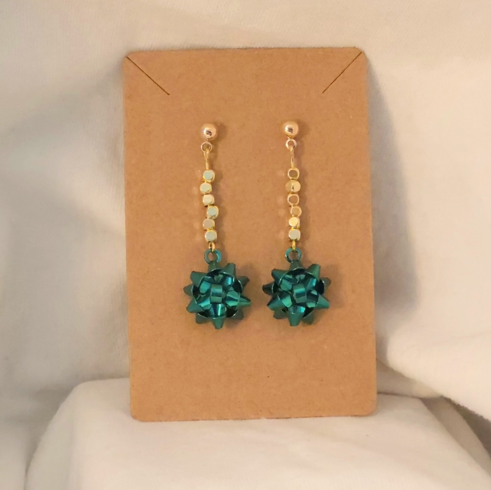 Elegant Teal Bow Earrings